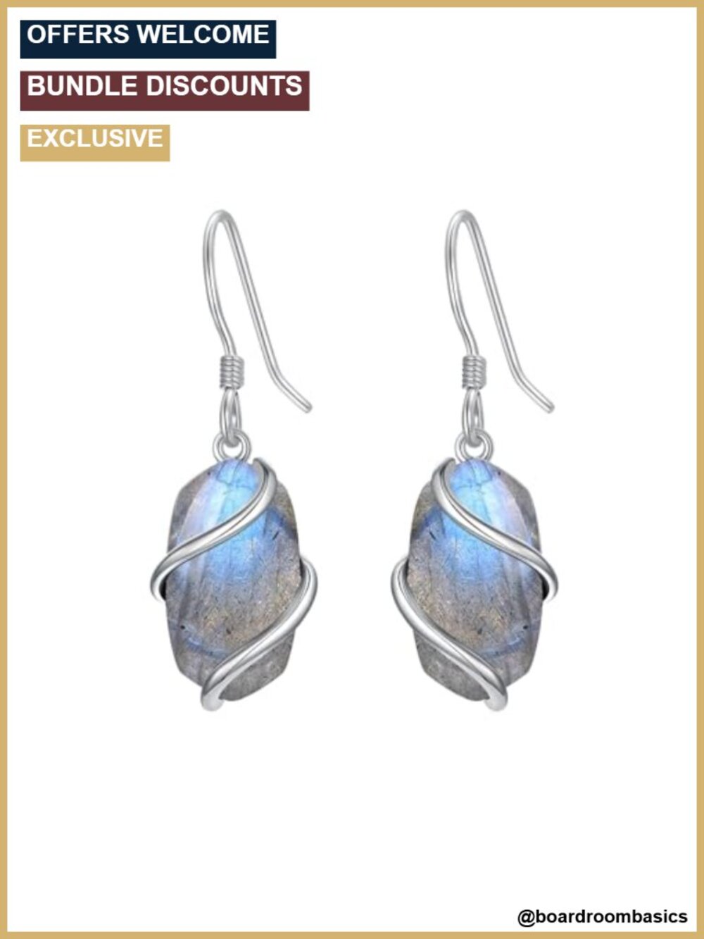 925 Sterling Silver Labradorite Dangle Earrings Women 0.71in Gemstone Drop